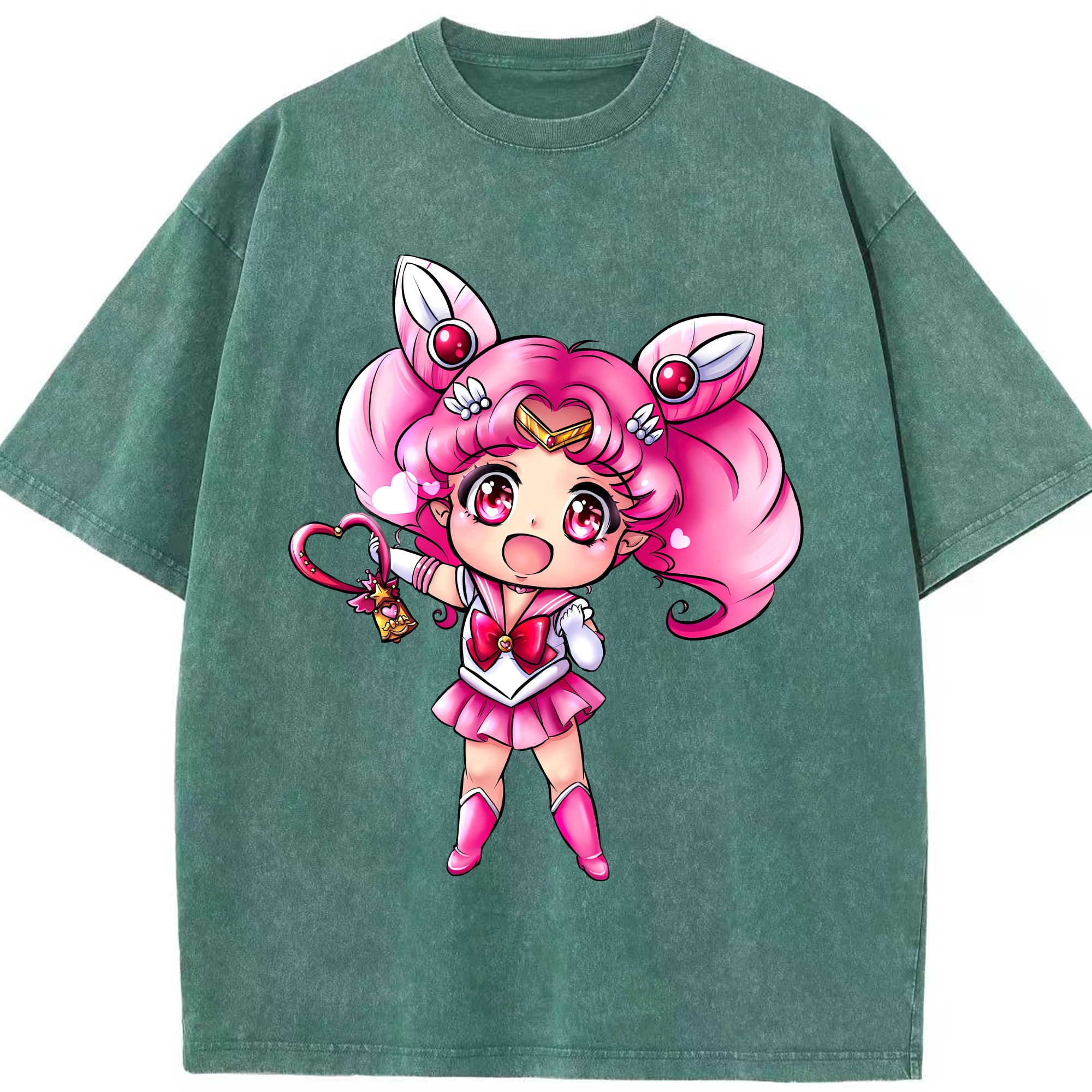 （画像用） 美少女戦士セーラームーン ちびうさ Sailor Moon Chibiusa Tsukino Usagi Small Lady Serenity 綿100% ヴィンテージ風 半袖Tシャツ（フロントプリント）
